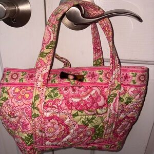 DISCONTINUED VERA BRADLEY~ Floral Quilted Tote Bag - Pink and Green